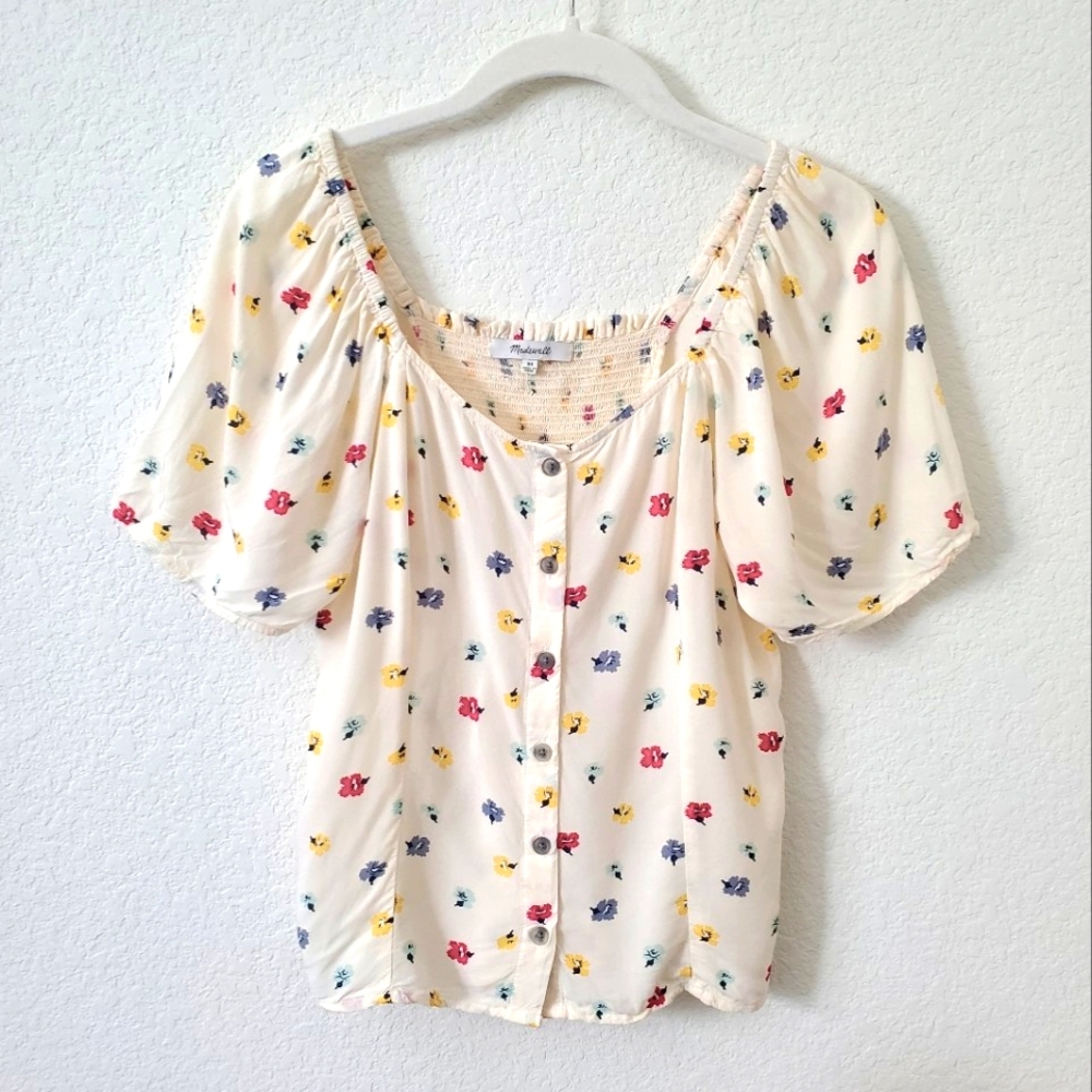 Madewell Floral Boho Cottagecore Viscose Seamed Button Down Shirt XS - Picture 4 of 16